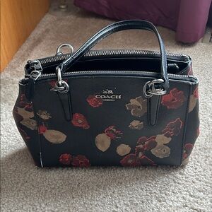 Coach Mini Christie Carryall Coated Canvas Leather Floral Print Purse